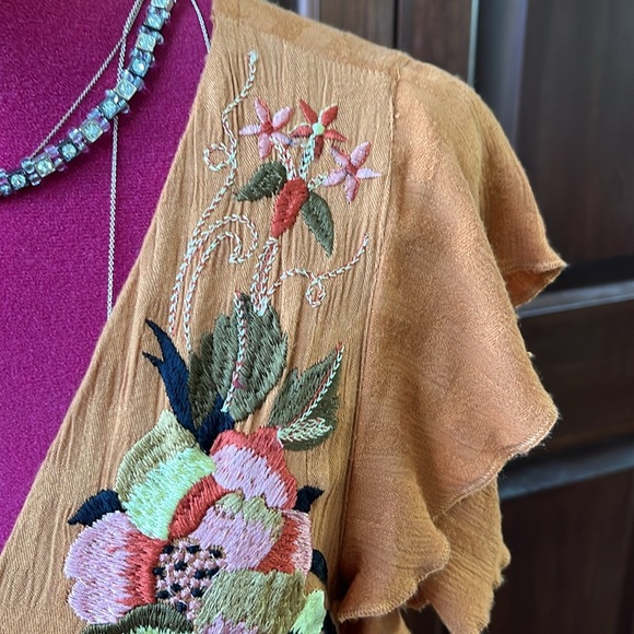 Mauve Anthropologie Maxi dress cinnamon color Embroidered top+amenities size 6 - Picture 8 of 16